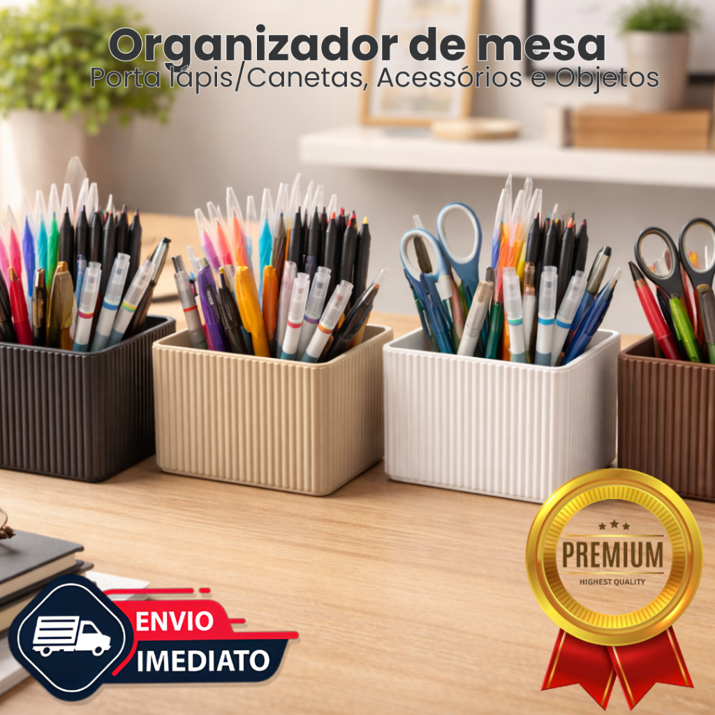 Organizador de Mesa Escritório Home Office Porta Caneta Acessórios Objetos Multifuncional