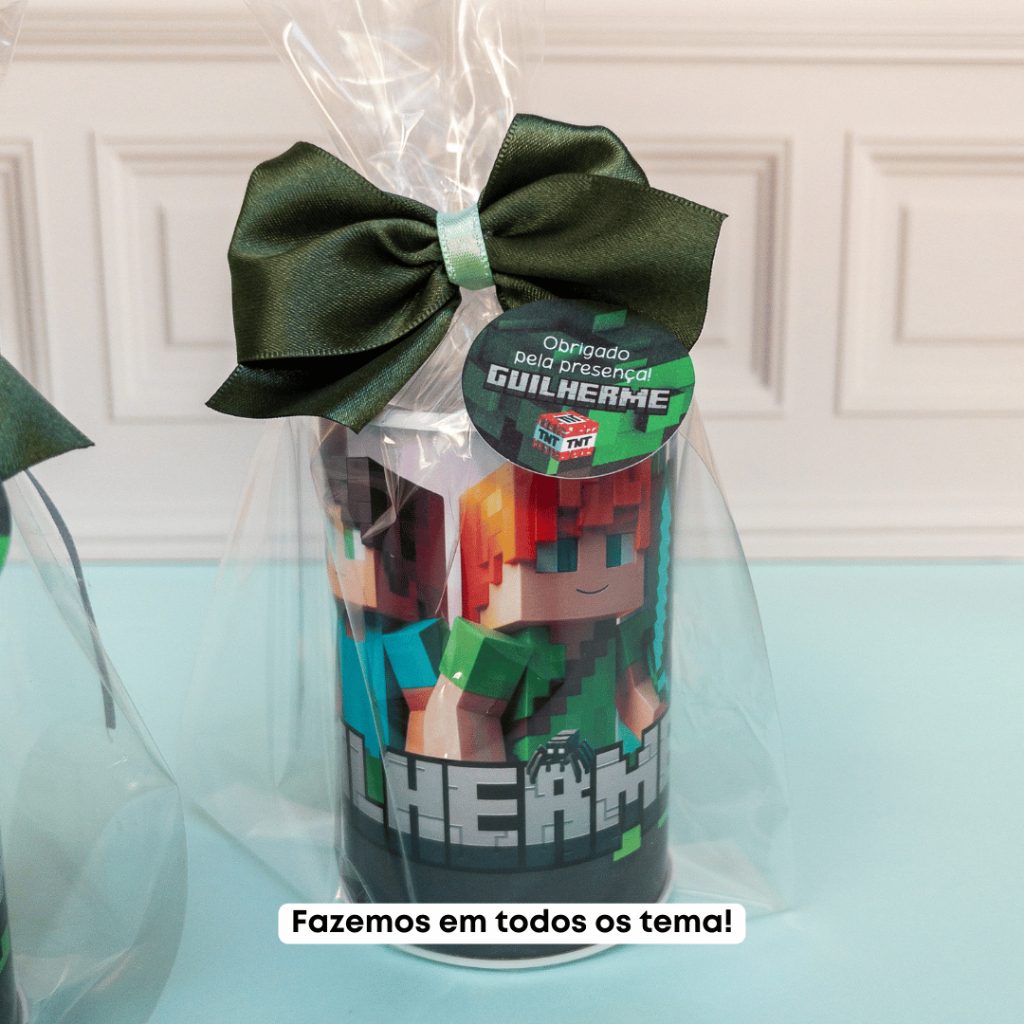 Cofre Personalizado com embalagem + tag + saquinho | Lembrança de Aniversário | MINECRAFT | Fazemos em todos os temas em Oferta na Shopee