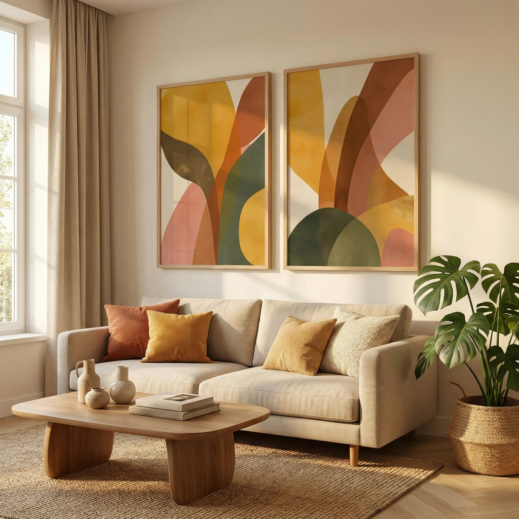 Quadro Abstrato Quadro Com Moldura E Vidro Quadro Decorativo Sala Quadro Quarto Cores Alegria Duo