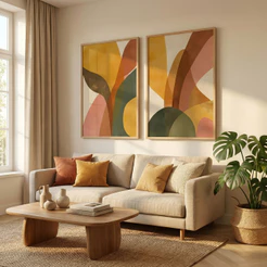 Quadro Abstrato Quadro Com Moldura E Vidro Quadro Decorativo Sala Quadro Quarto Cores Alegria Duo