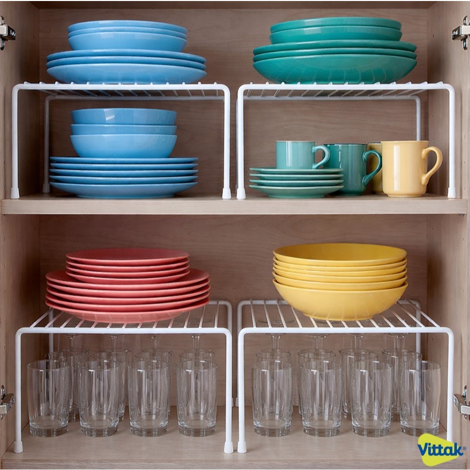 Vittak Organizador de Armário Cozinha 32cm em Aço Branco – Kit 5 Prateleiras Aramadas Empilháveis Multiuso