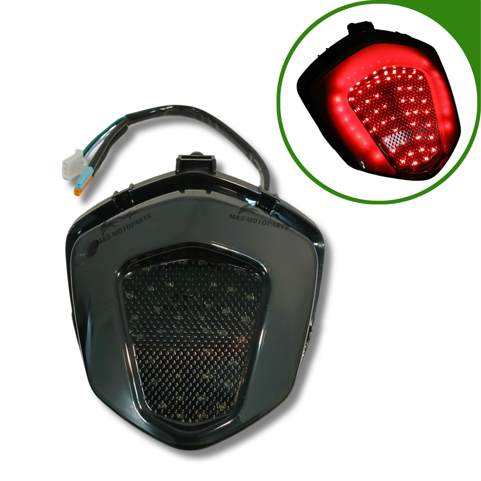 Lanterna Traseira LED com Chicote e Seta Sequencial e Strobo Titan Fan 125 150 160 Moto Honda