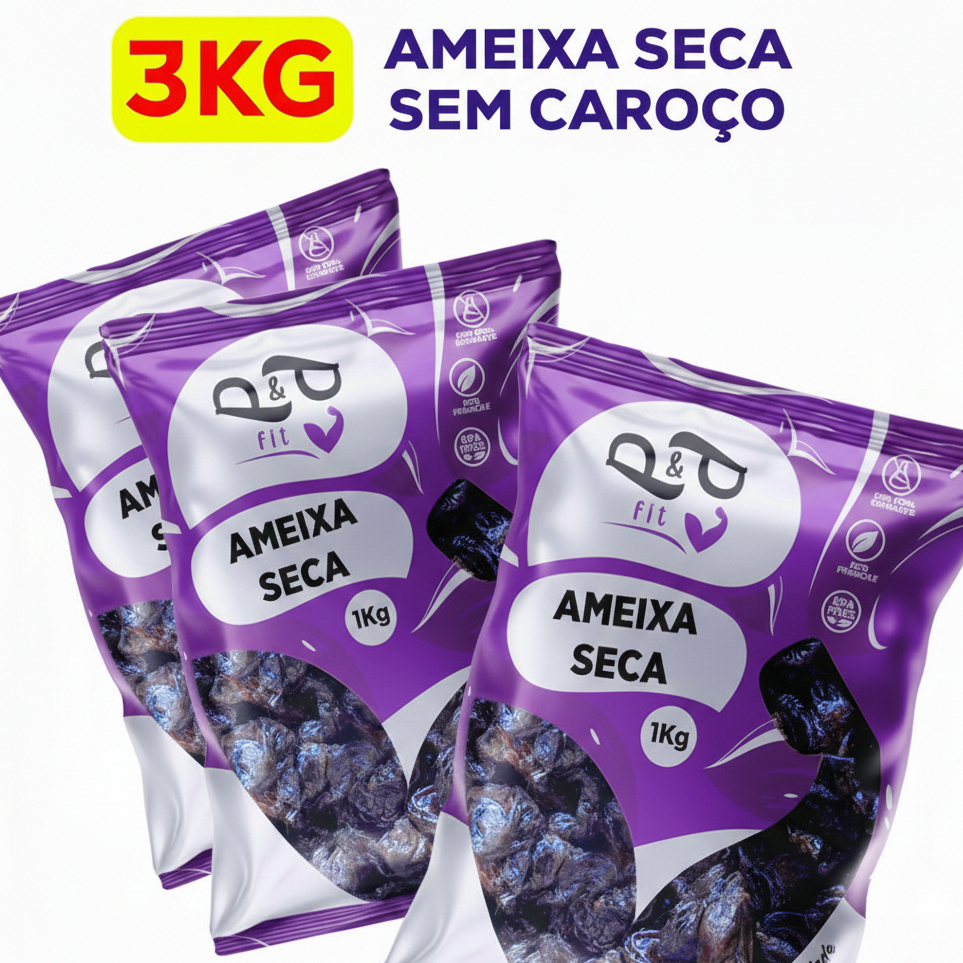 Kit 3Kg Ameixa Seca Sem Caroço - P&P FIT