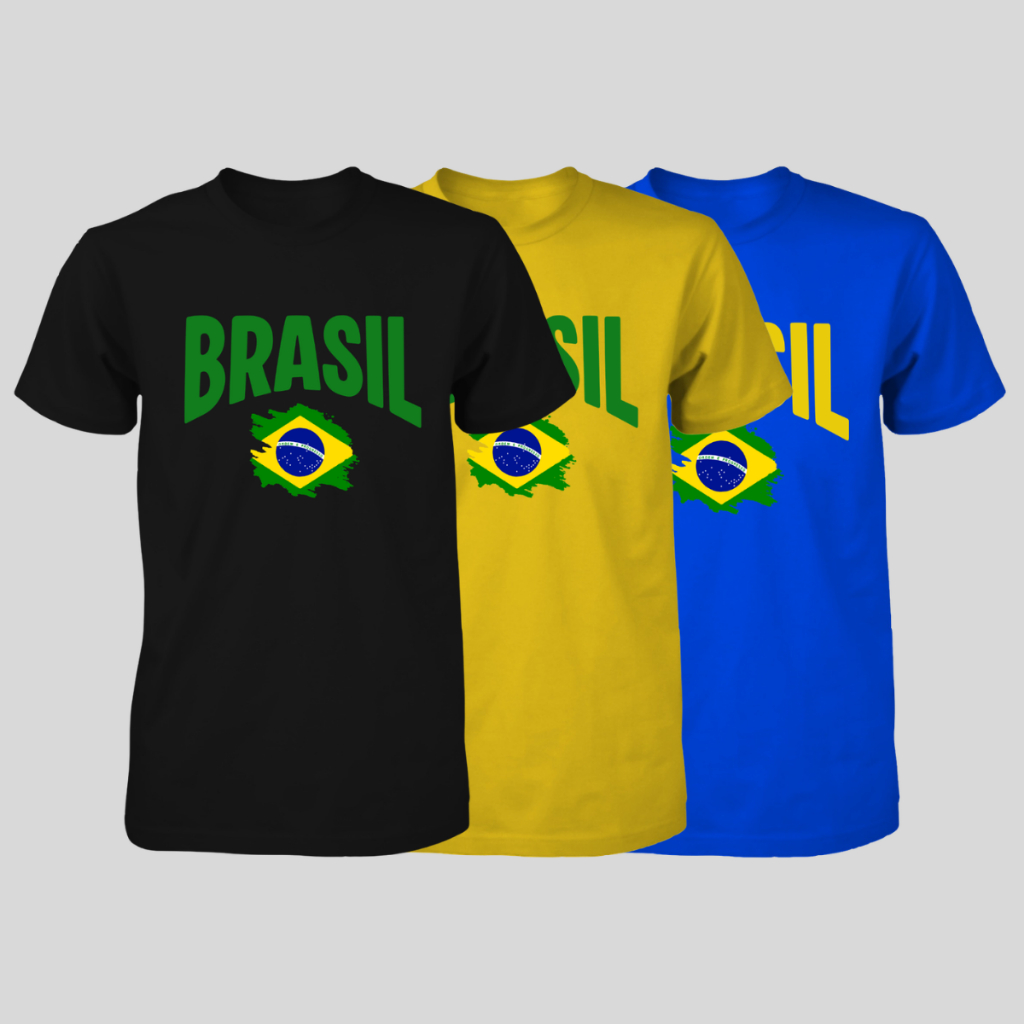 Kit 3 Camisas Brasil Camisas Seleção Amarela Preta Verde Azul Copa Futebol