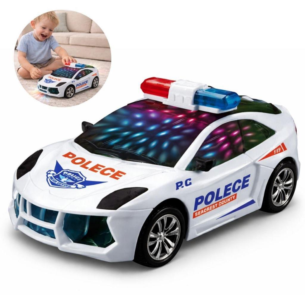 Carrinho Policia Infantil Brinquedos Menino Bate Volta Som Luz 3d