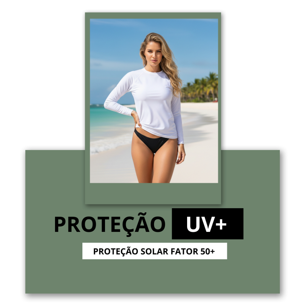 Camisa Feminina Proteção Solar Uv+50 Camiseta Segunda Pele Térmica Longa Moda Praia Blusa em Oferta na Shopee