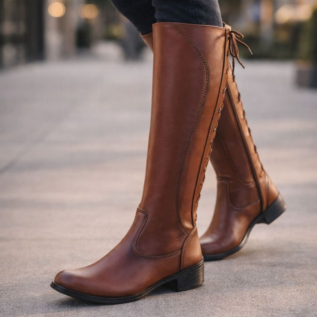 Bota Cano Alto Montaria Inverno Estilo Country Detalhe Em Amarrar