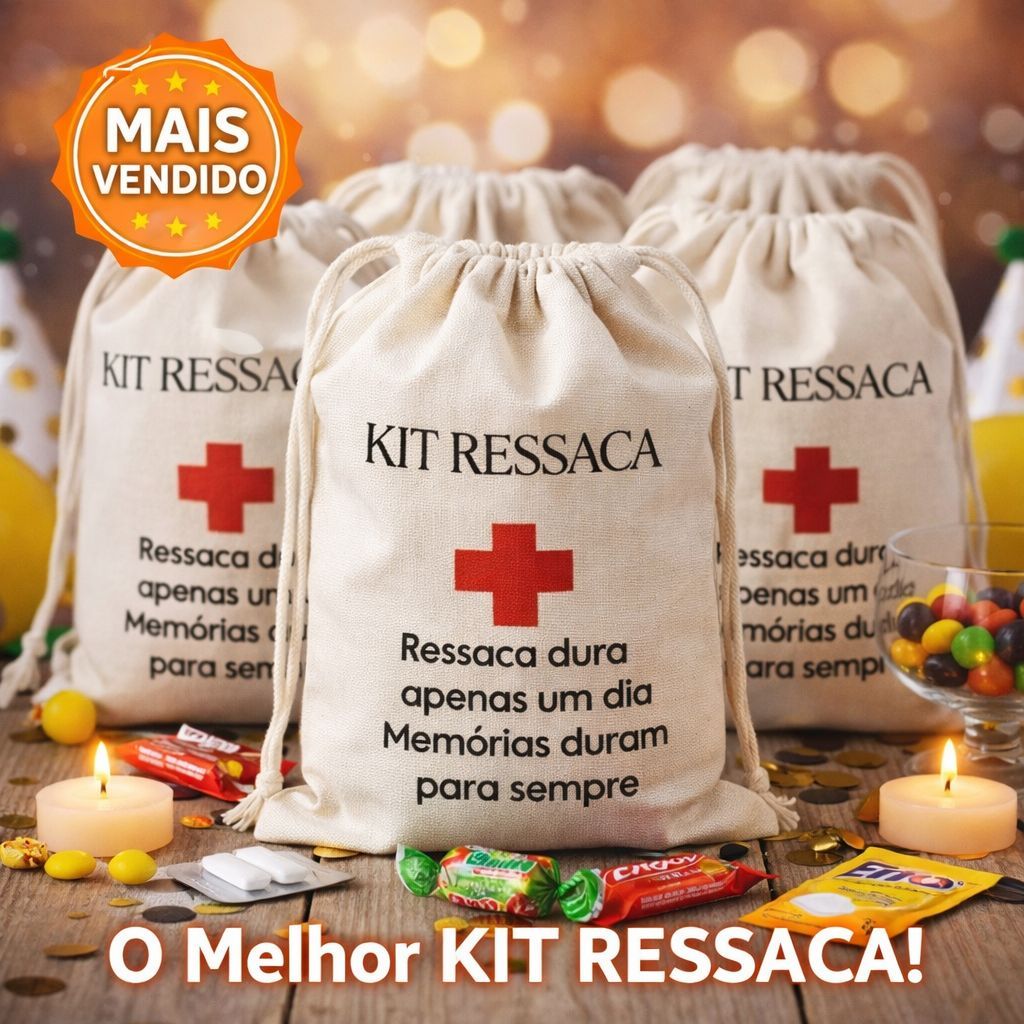 Kit Ressaca Personalizado em Algodão Cru 9x12 Lembrancinha para Casamento, Formatura e Festa Eventos