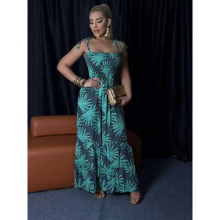 vestido longo de alça em Oferta na Shopee