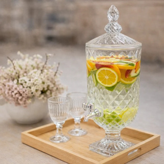 Suqueira de Vidro 5L com Torneira Jarra Transparente Tampa Cristal Diamond Bebidas Água Saborizada em Oferta na Shopee