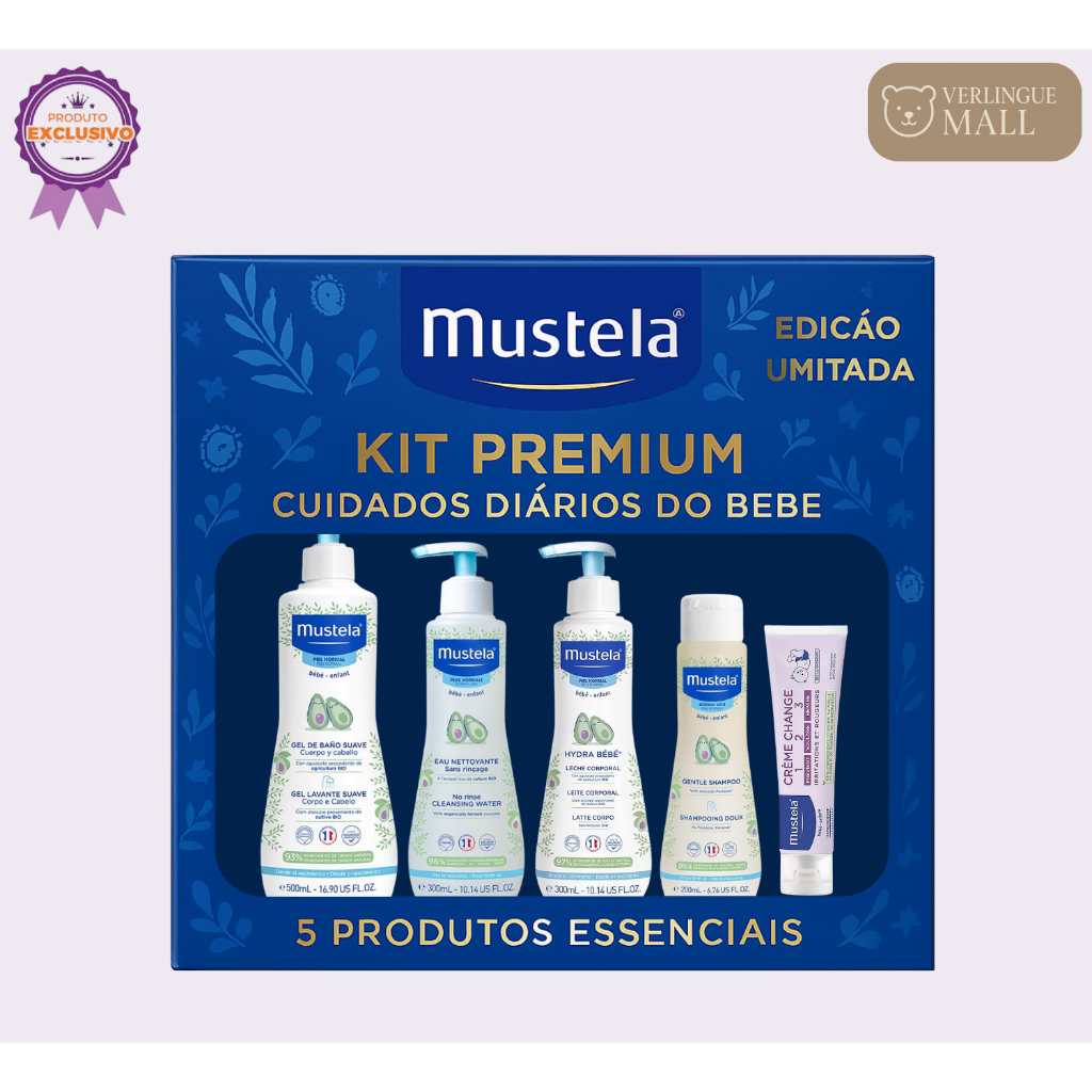 Mustela Kit Premium Cuidados Diários do Bebê – 5 Produtos Essenciais
