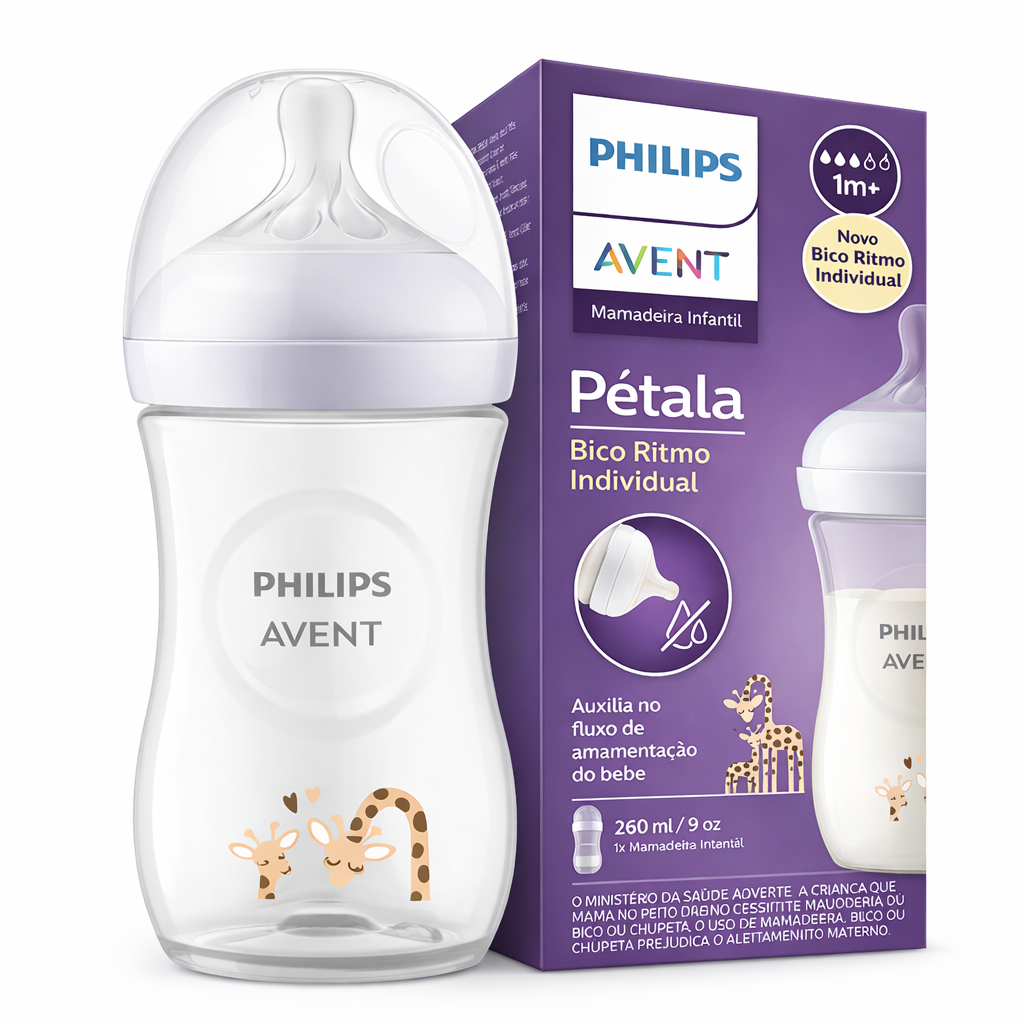 Mamadeira Pétala Avent 3.0 Decorada 260ml 3-6 meses Girafa Philips Avent em Oferta na Shopee