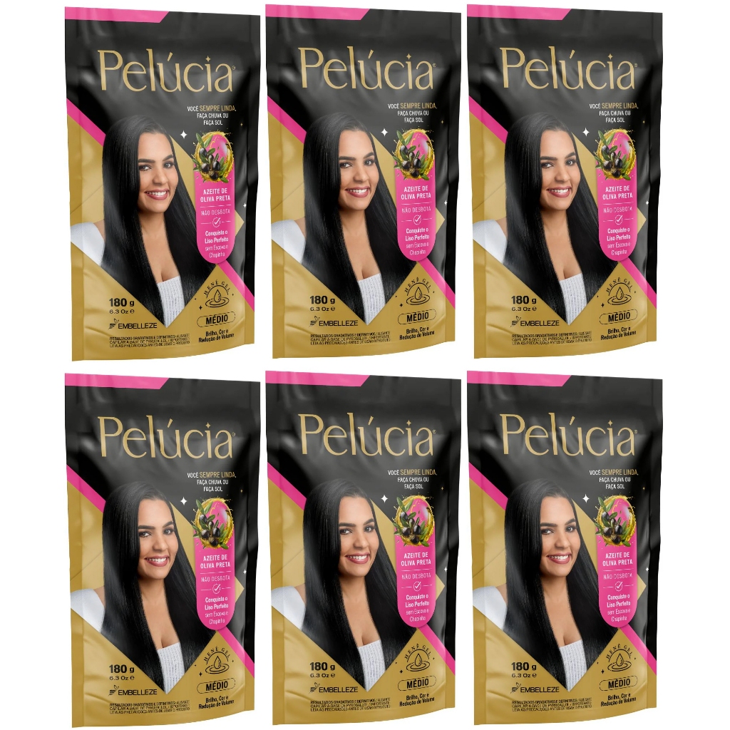 Kit Alisante Henê Gel Pelúcia Médio Pouch 180g Embelleze - 6 Unidades em Oferta na Shopee