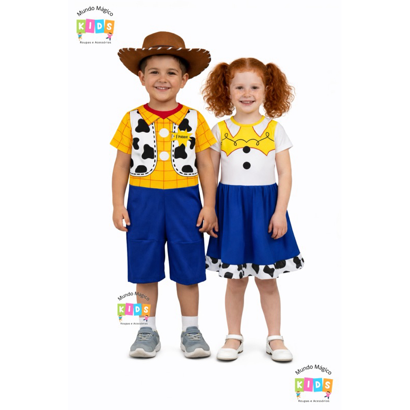 Fantasia Toy Story woody ou jessie Vestido ou macacão infantil Festa Cosplay Vaqueira xerife country não vem o chapéu