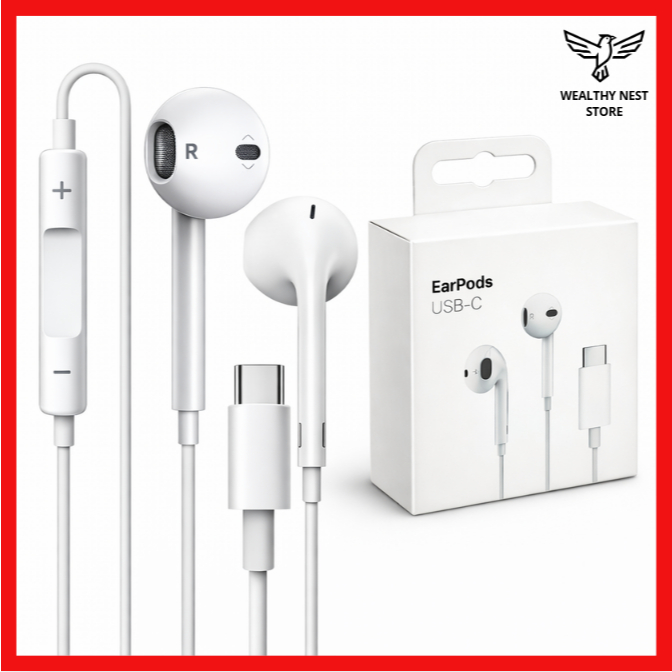 Fone de Ouvido com Fio USB-C para iPhone 15/16/17 Pro, Plus e Max com Microfone Integrado - Prático E Confortável