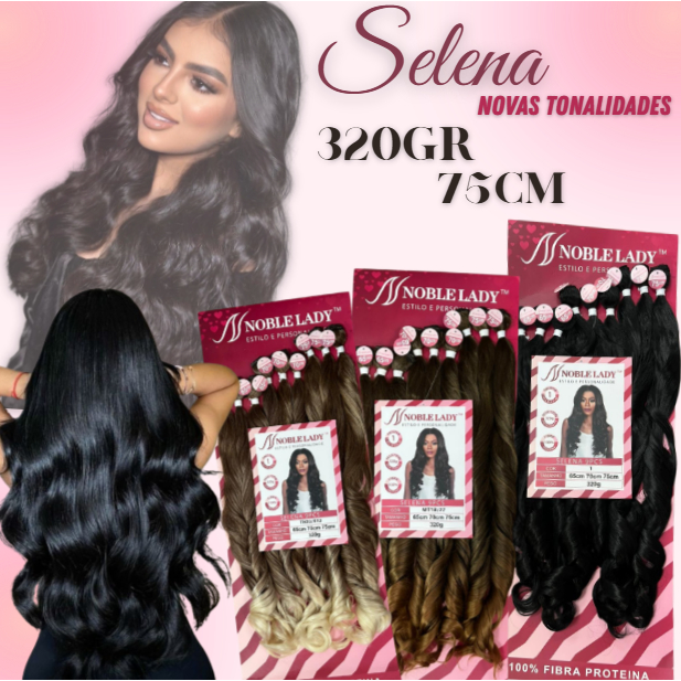 Cabelo Fibra Proteína Ondulado Selena - 320grs 75cm em Oferta na Shopee