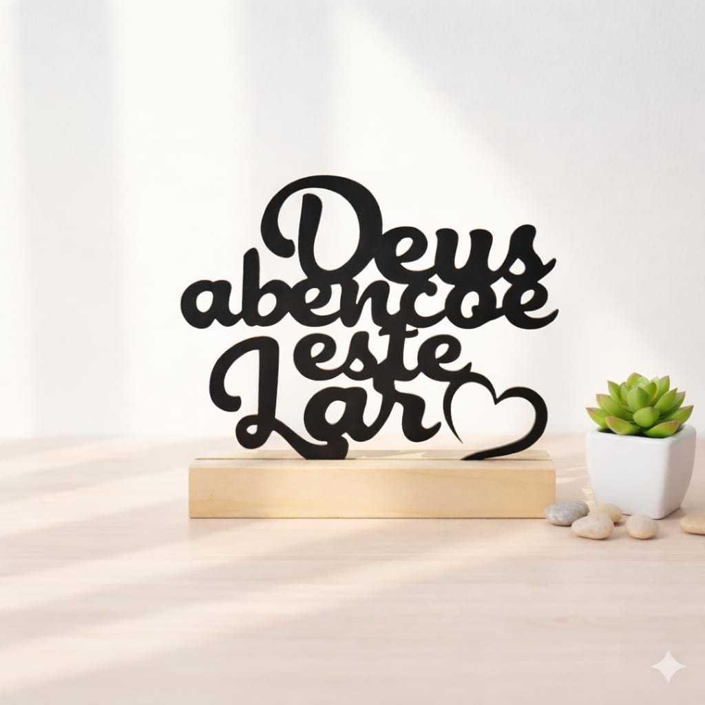 Enfeite Decoração Religiosa Deus Abençoe este Lar Para Mesa Sala Escritorio em Oferta na Shopee