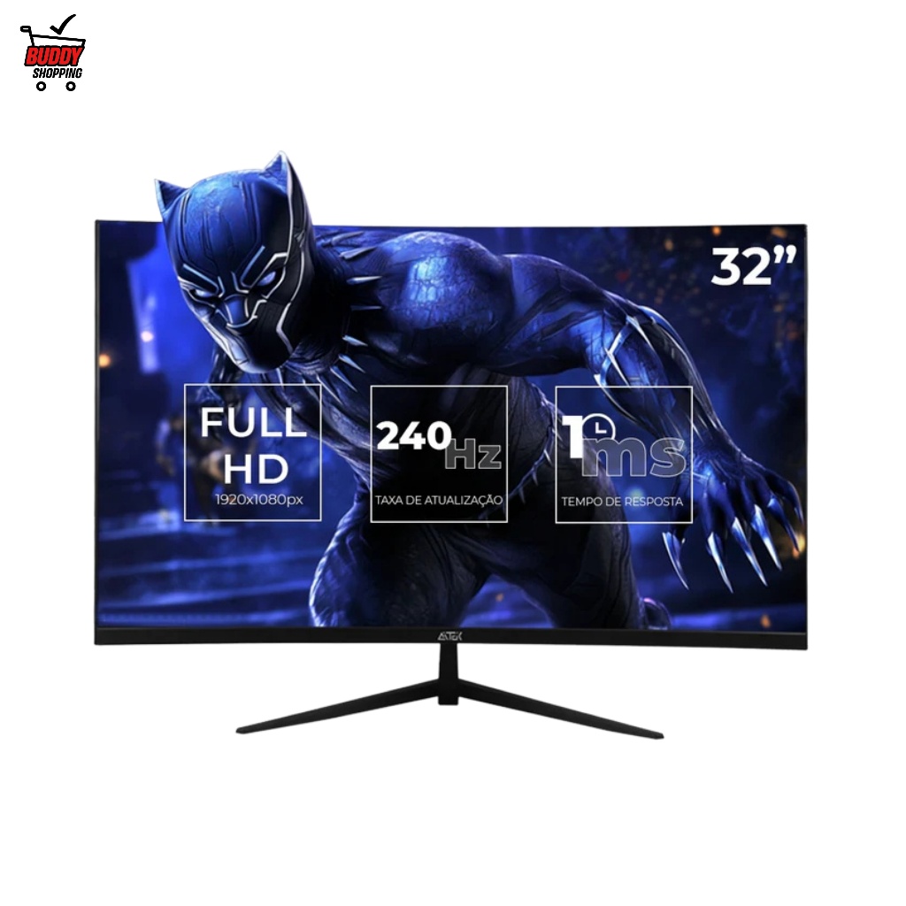 Monitor LED 32" Curvo com Alto-falante | Gamer Full HD 2k 240Hz 180Hz 1ms G-Sync FreeSync — R$ 1.339,69 em Shopee