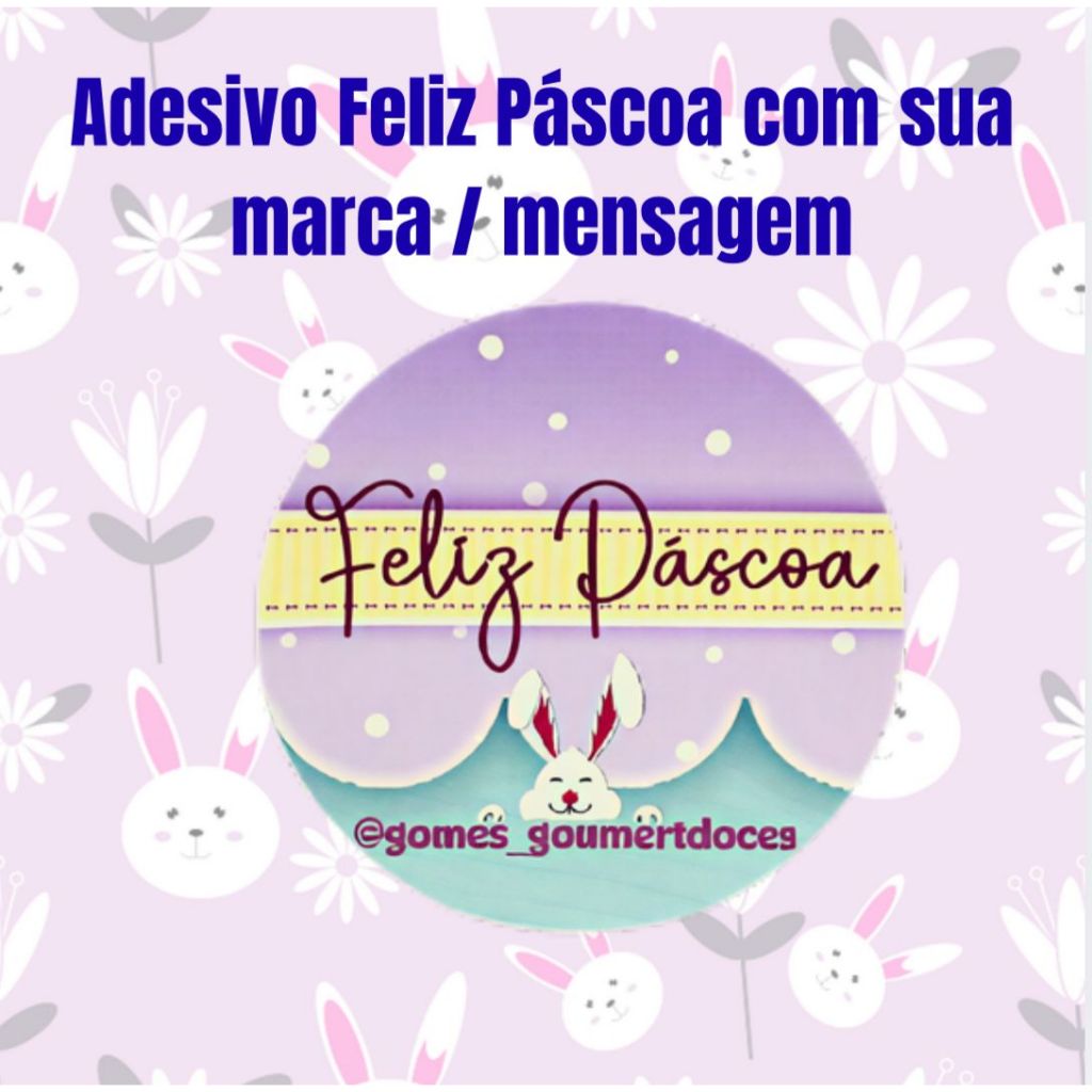 Adesivo Etiqueta Personalizada Feliz Páscoa - Com MARCA OU MENSAGEM 3x3 - 5x5 em Oferta na Shopee