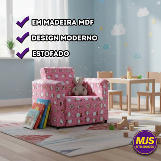 Sofázinho de Criança Poltrona Infantil Mini Sofa Com Braço Puff Acolchoado Resistente Bebê Cama Pet