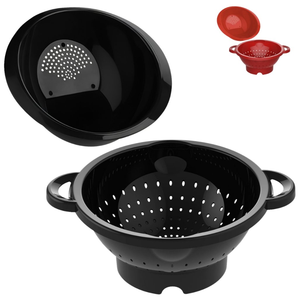 Kit Escorredor de Massas + Lava Arroz Verdura Alimentos Multiuso Com Alça Base De Apoio Cozinha Promoção