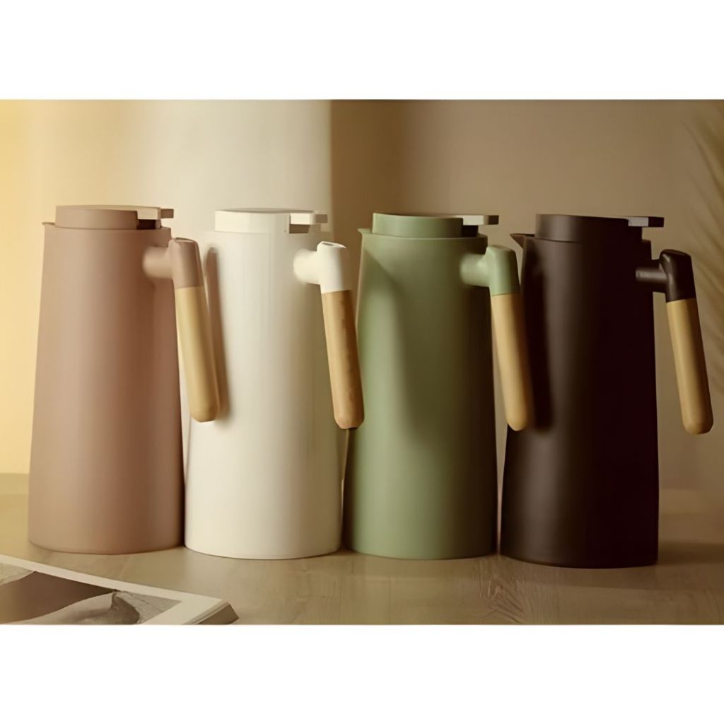 Garrafa Térmica Nórdica Inox 1L a Vácuo Hermética para Café Chá Água Quente Cabo Madeira (Sortido) em Oferta na Shopee