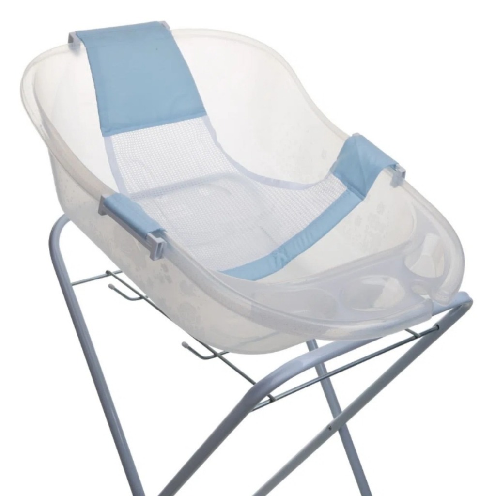 Rede de Banho para Banheira | Bibi Tchan | Azul | Segurança e Praticidade | Apoio para bebê