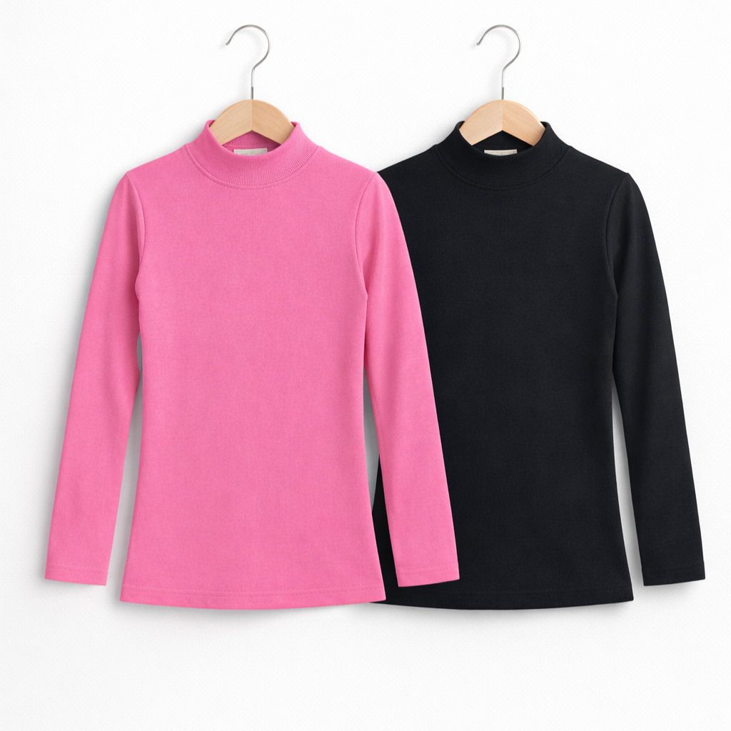 Blusa Infantil Feminina Manga Longa Peluciada Meia Gola 4 a 14 anos Inverno
