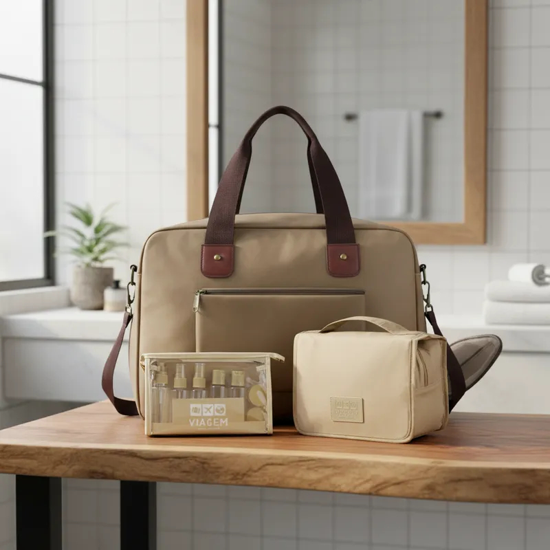 Kit Bolsa de Viagem + Necessaire + Frascos de Viagem 10 pcs  - Jacki Design em Oferta na Shopee