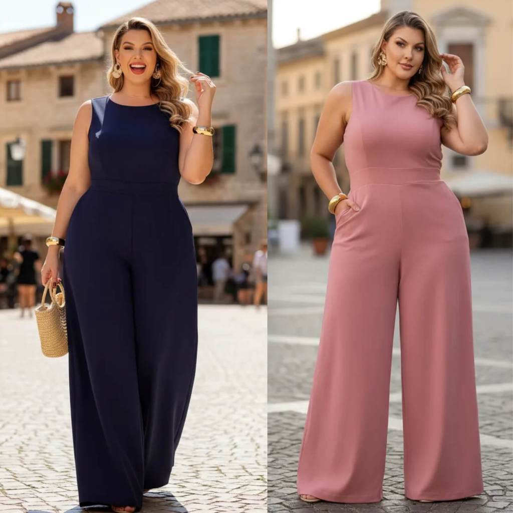 Macacão Feminino Longo Plus Size Feminino Pantalona Elegante Ajustável Elástico Confortável Sofisticado Zíper P ao 54 em Oferta na Shopee