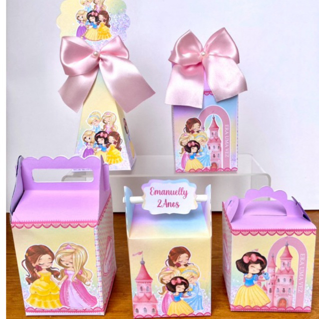 Kit  Princesa Cute Festa Personalizado Pegue e Monte Lembrancinhas Caixinhas Decoracao Festa