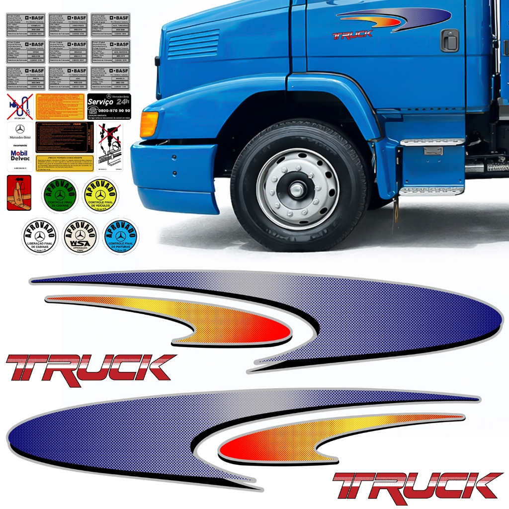 Kit Adesivo Faixa Lateral Porta Caminhão Mb 1620 Truck 2004