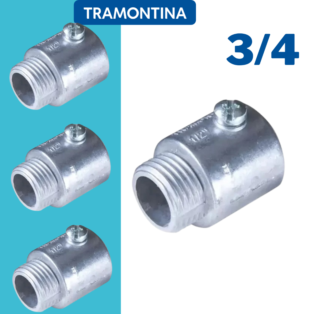 Conector Reto 3/4 Rosca Externa Tramontina Alumínio p/ Eletroduto