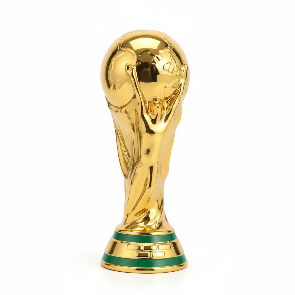 Taça Copa do Mundo Réplica Dourada Metalizada 25x10cm Decoração Festa Tema Futebol