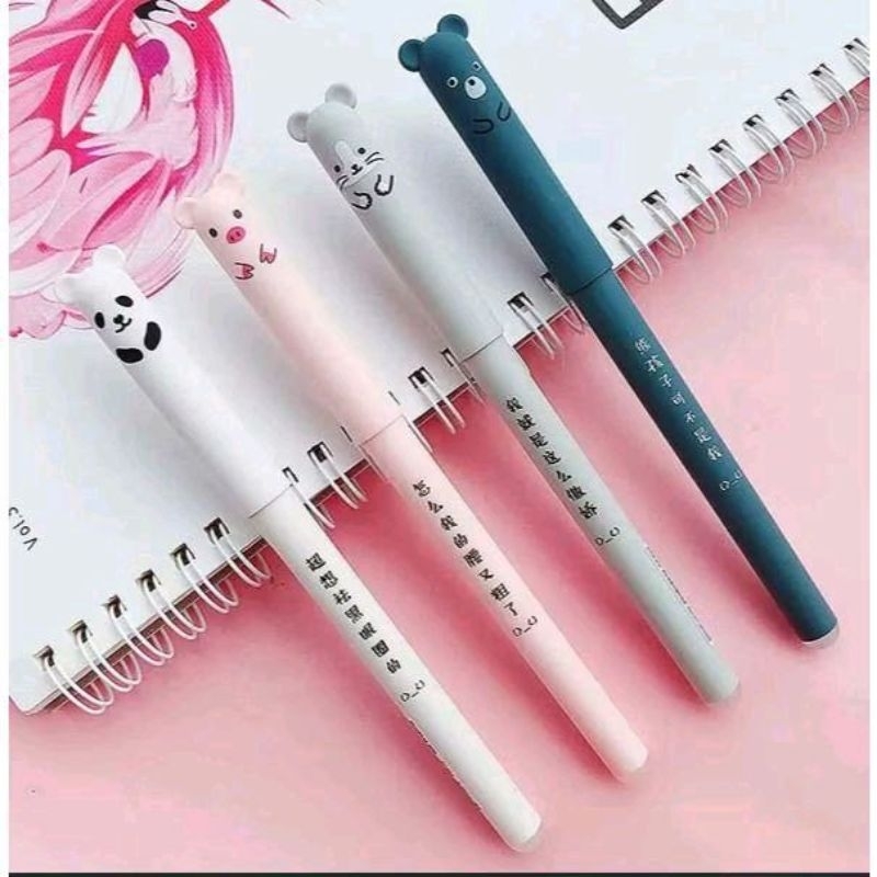 Caneta Apagável Bichinho Fofos 0.4mm Super Fina– 4, 8 ou 12 Unidades | Tinta Azul com Borracha | Papelaria Fofa Escolar em Oferta na Shopee
