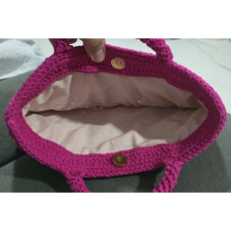 Bolsa feminina de Crochê Casual dia a dia Rosa Pink Vibrante, Bag de Mão Luxo Boho Moderna Exclusiva Passeio e Dia a Dia