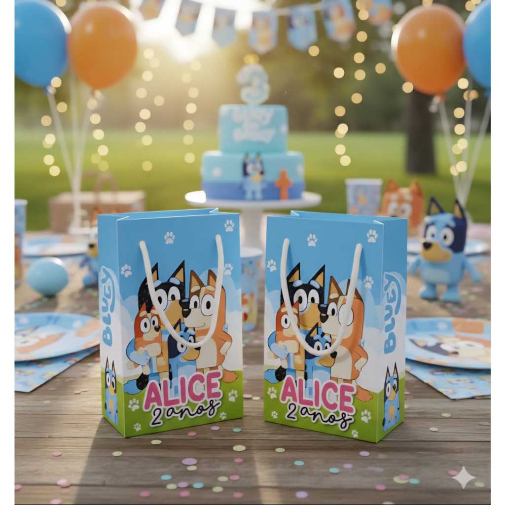 Sacolinha Surpresa Personalizada Bluey - Lembrancinha Festa Infantil Aniversário