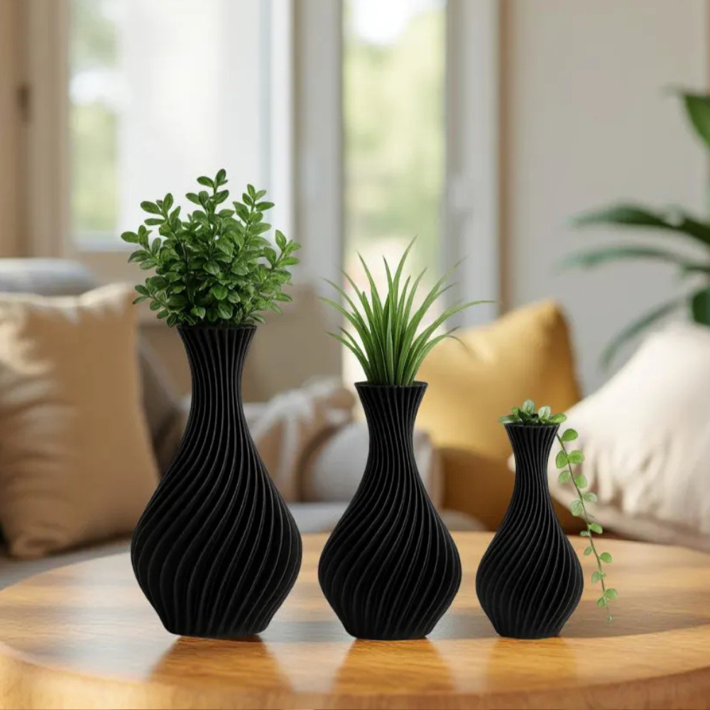 KIT 2 Vasos Resistentes Decorativos em Espiral l Luxuoso