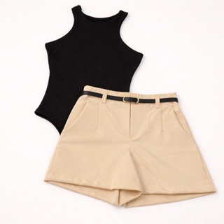 Conjunto Feminino Body Regata + Short Alfaiataria - ENVIO IMEDIATOO!!! em Oferta na Shopee