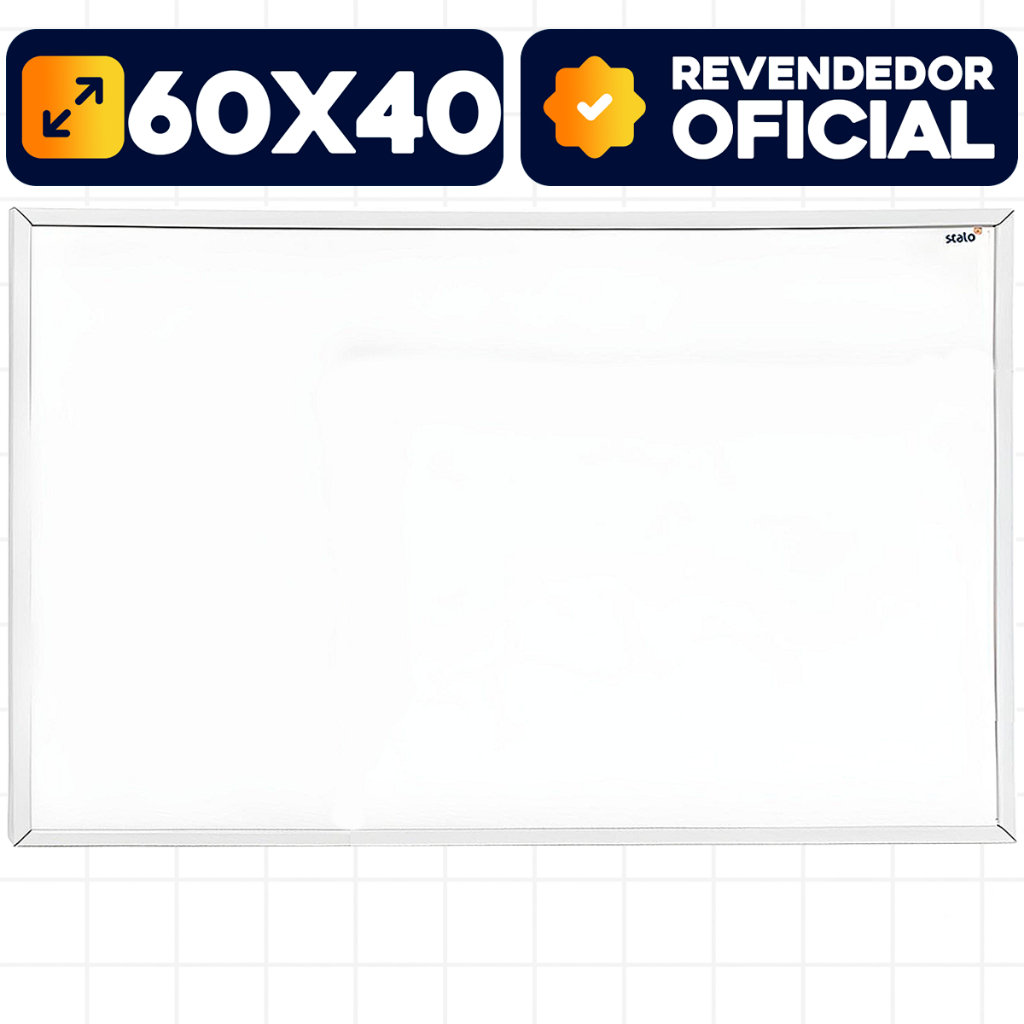Lousa Quadro Branco 60x40cm Escolar Moldura Branca Liso Para Anotação Aulas Desenhos Quadro Moderno