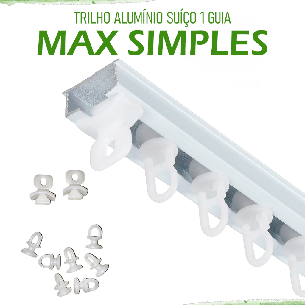 Trilho Alumínio Suíço Max Simples Cortina Branco Cortineiro Varão 1m/1,5m/2m/2,5m/3 Metros/3,5m/4m/5m/6 em Oferta na Shopee