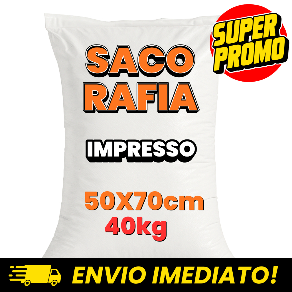 KIT 50 Sacos Ráfia 50x70 Novo Com Impressão 40kg Grande Entulho Obra Saca Rafia Nylon Mais Barato