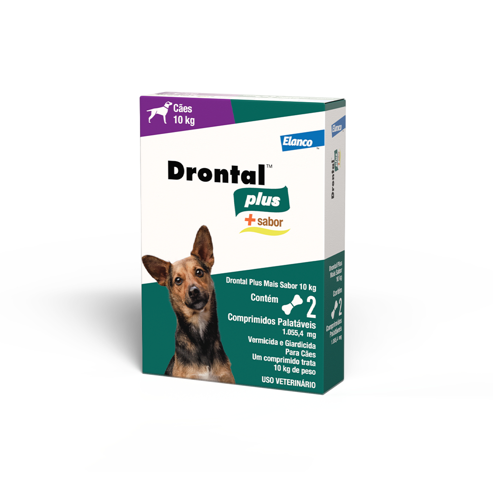 Drontal Plus Carne Cães de até 10kg - 2 Comprimidos - Vermífugo
