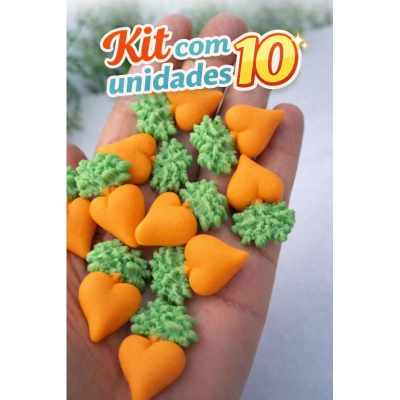 Aplique Cenoura Coração  Biscuit  – Mini Cenourinhas para Laços, Artesanato, Scrapbook e Páscoa – Kit