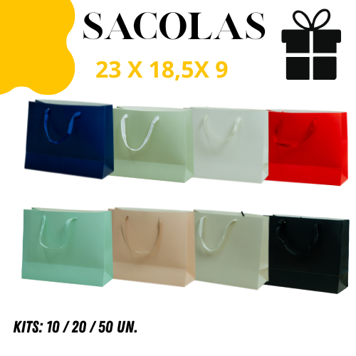 Sacola com alça cores diversas P  18,5 X 23 X 9 em Oferta na Shopee