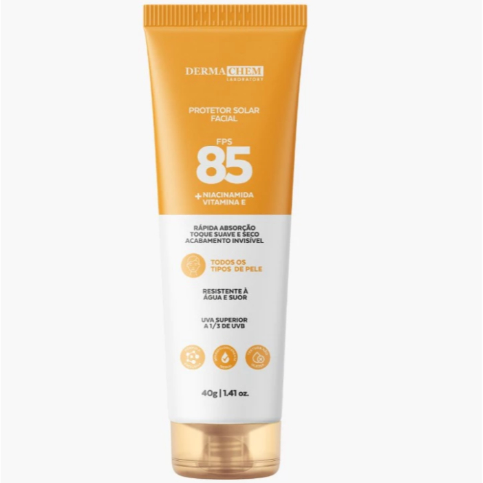 Protetor Solar Rosto FPS 85 Facial Toque Seco Rápida Absorção Toque Suave Dermachem