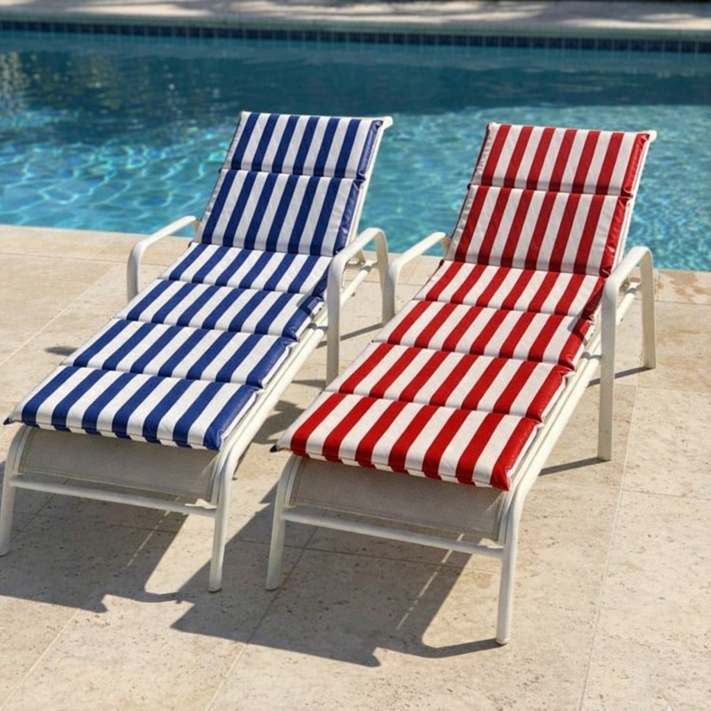 Kit 2 Colchonetes Luxo para Espreguiçadeira Dobrável Piscina