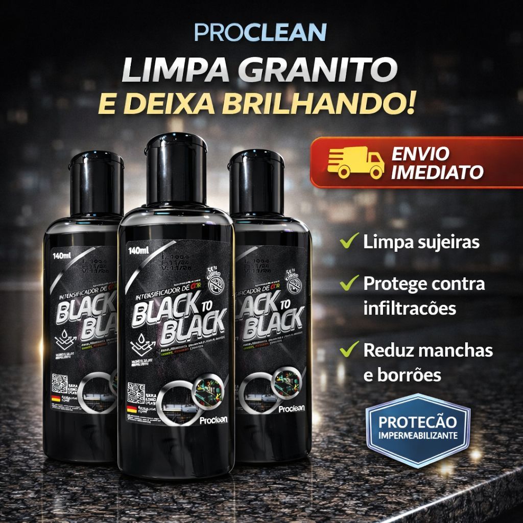Limpa Granito Mármore Intensificador Cor Ativador Revitalizador Black To Black 140mL em Oferta na Shopee