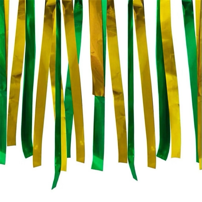 VARAL DE FITAS METALIZADAS | TAM.: 10 METROS | DECORAÇÃO | BANDEIROLAS | COPA | BRASIL | BRAZIL | JOGO | FUTEBOL | FITIL