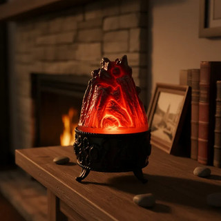 Enfeite Carvão De Led Realista 16cm Pilhas